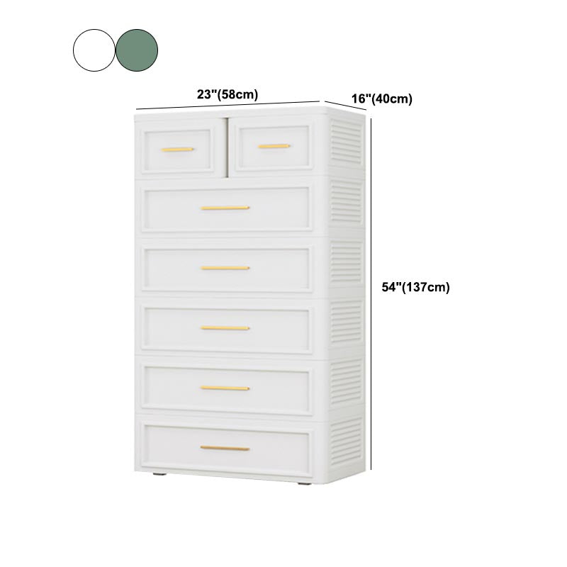 White and Green Non-Hanging Armoire Contemporary Plastic Cabinet