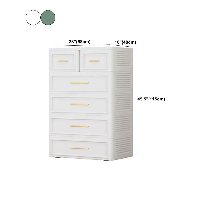 White and Green Non-Hanging Armoire Contemporary Plastic Cabinet