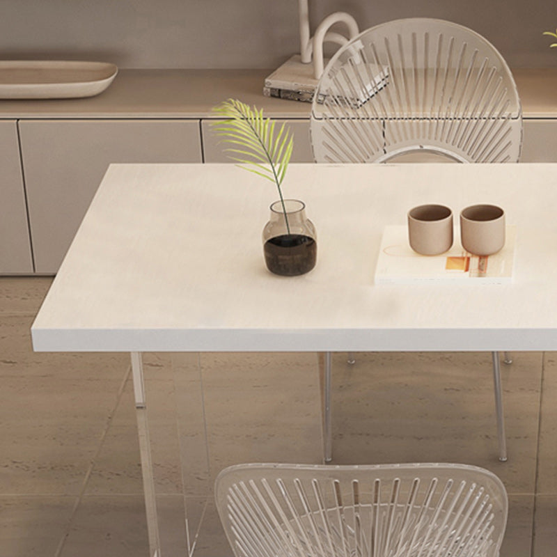Rectangle Acrylic Base Dining Table Modern Stone Double Pedestal Table