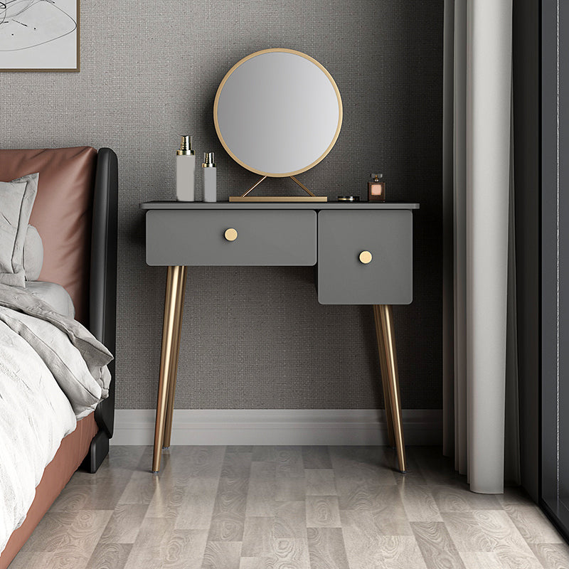 Glam Wooden/Metal Make-up Vanity with Drawer in Grey for Bedroom