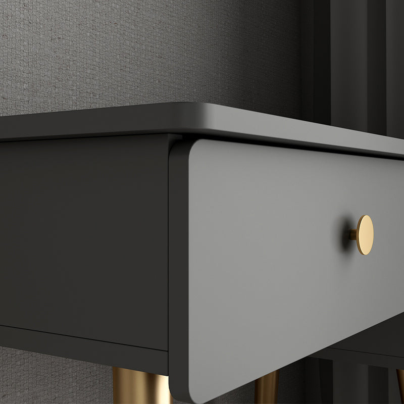 Glam Wooden/Metal Make-up Vanity with Drawer in Grey for Bedroom