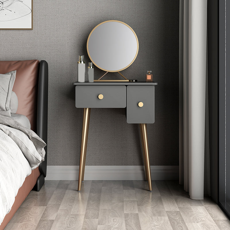 Glam Wooden/Metal Make-up Vanity with Drawer in Grey for Bedroom