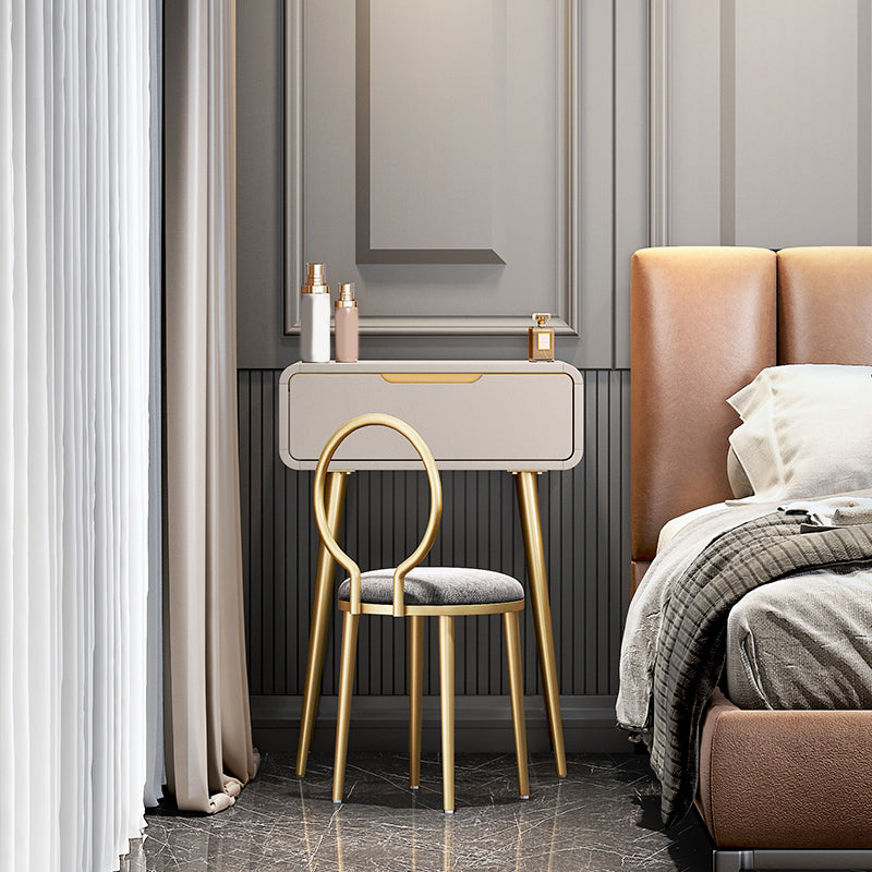 Glam Make-up Vanity with Drawer in Grey/white/pink for Bedroom