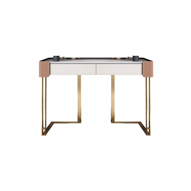 White Slate Vanity Set Metal Table Legs with 2/5 Drawers Dresser