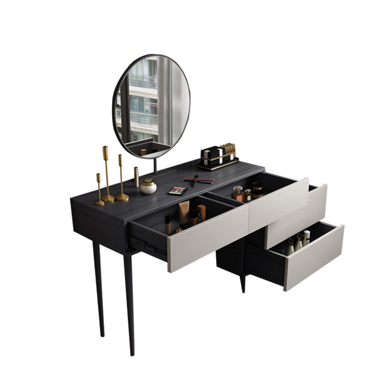 Modern Style White Wood-based Material Countertop Black Base with 4 Drawer Dresser