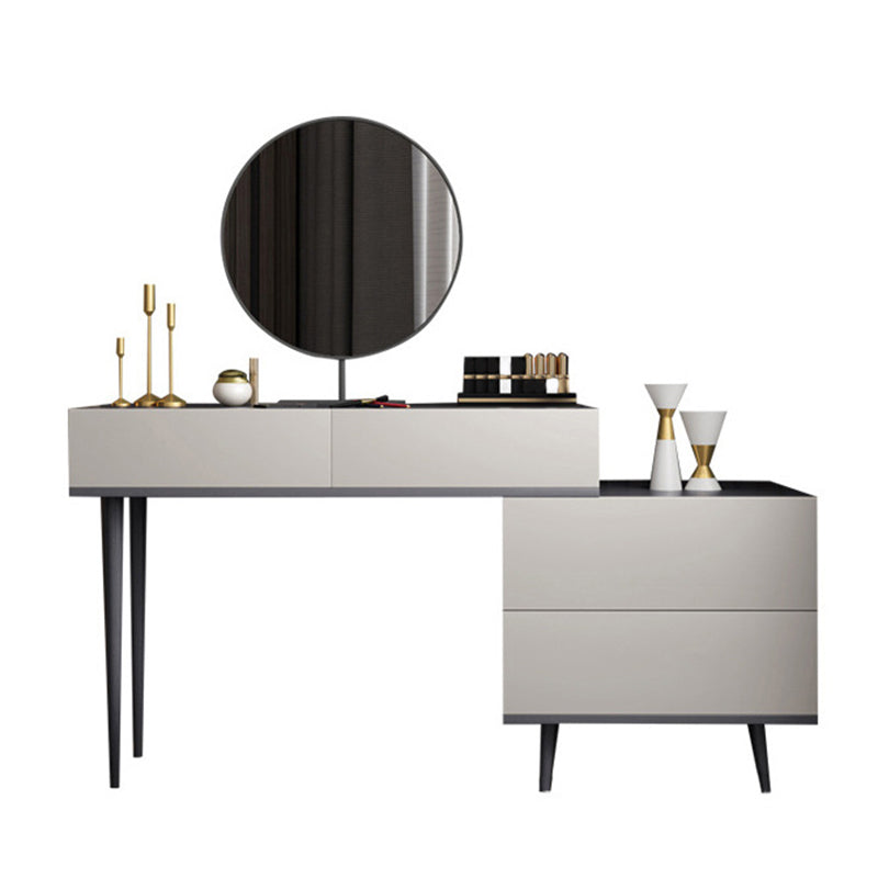 Modern Style White Wood-based Material Countertop Black Base with 4 Drawer Dresser