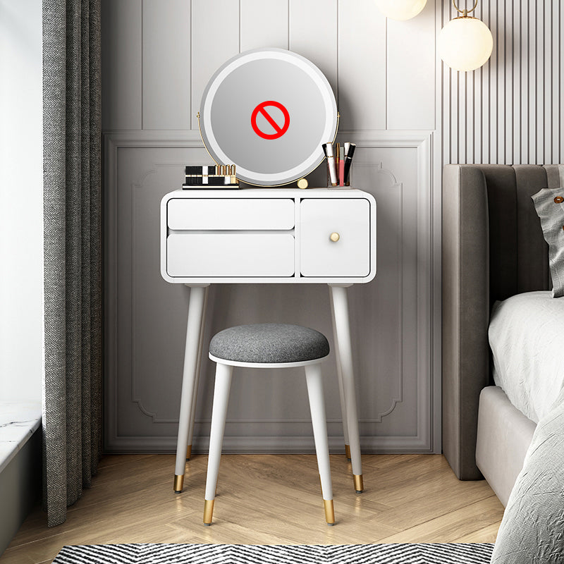 Modern Makeup Vanity Desk Table with Drawer in White/Pink for Bedroom