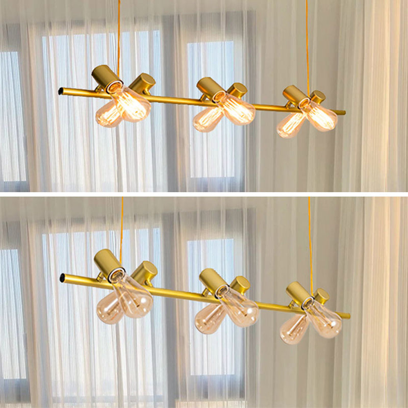 Adjustable Length Hanging Lamp Post-Modern Style Metal Island Light for Kitchen