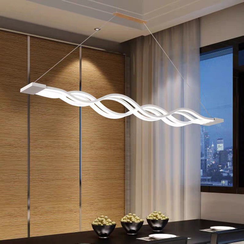 Simple Waving Hanging Island Light Metal LED Dining Room Island Ceiling Light