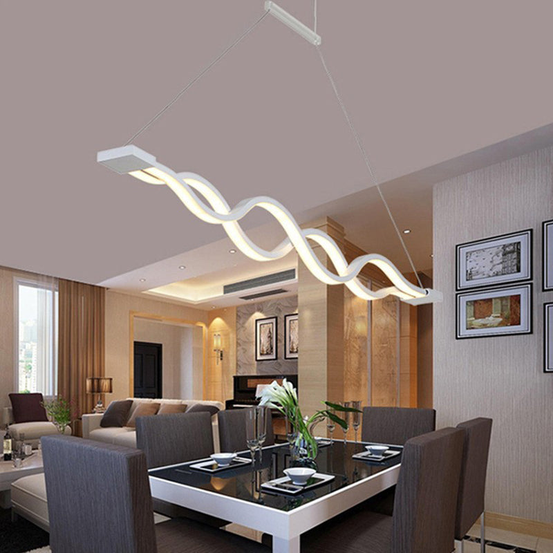 Simple Waving Hanging Island Light Metal LED Dining Room Island Ceiling Light
