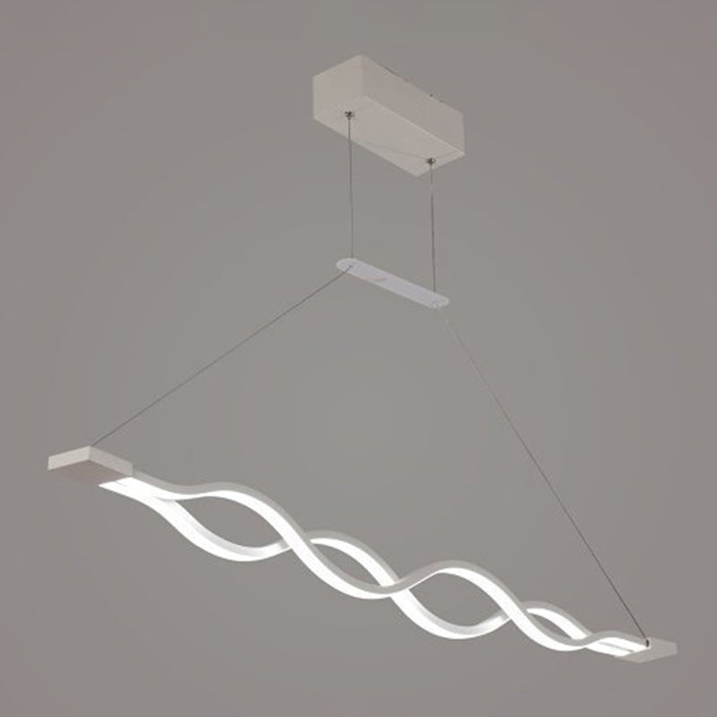 Simple Waving Hanging Island Light Metal LED Dining Room Island Ceiling Light
