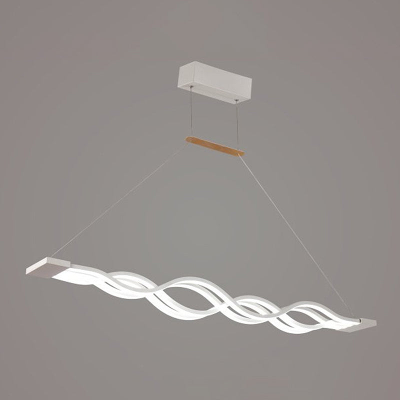 Simple Waving Hanging Island Light Metal LED Dining Room Island Ceiling Light