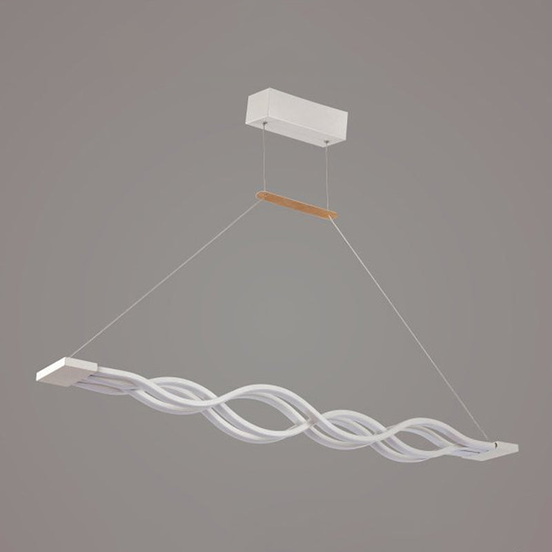 Simple Waving Hanging Island Light Metal LED Dining Room Island Ceiling Light