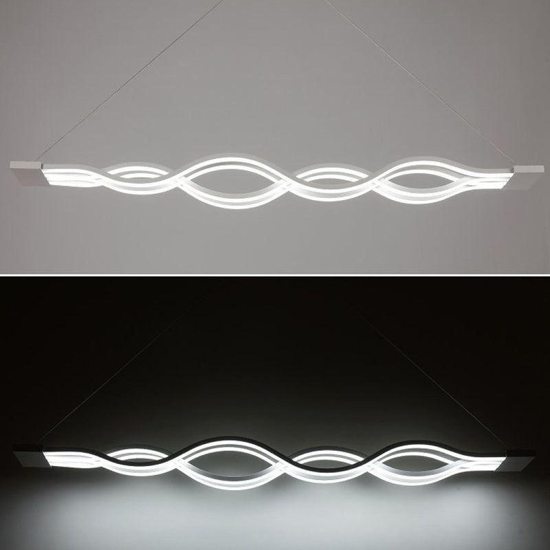 Simple Waving Hanging Island Light Metal LED Dining Room Island Ceiling Light