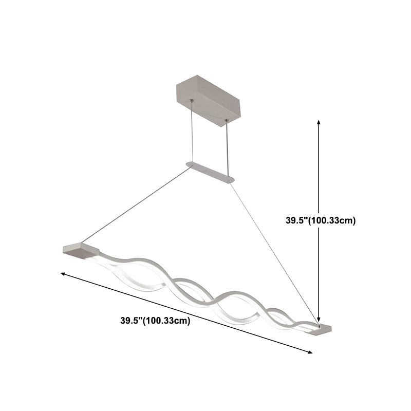 Simple Waving Hanging Island Light Metal LED Dining Room Island Ceiling Light