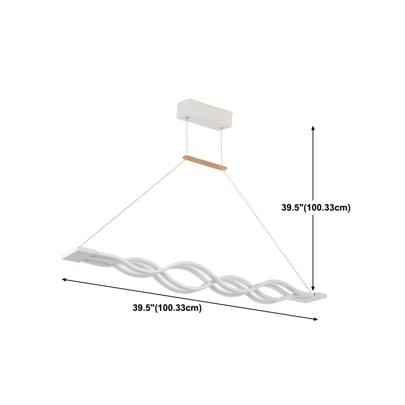 Simple Waving Hanging Island Light Metal LED Dining Room Island Ceiling Light