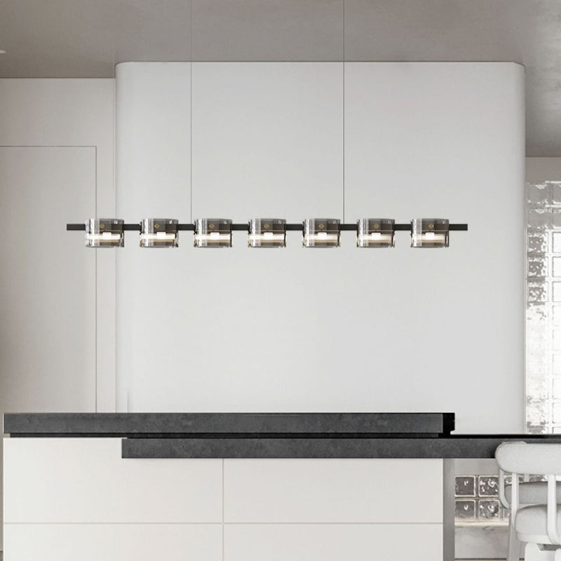 Modern Simple Hanging Island Light Glass LED Hanging Lighting Fixture for Sitting Room