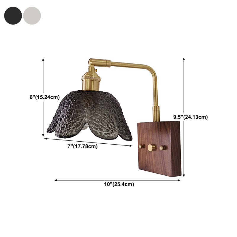 Modern Wood Wall Sconce Geometric Shape Wall Light with Glass Shade for Bedroom