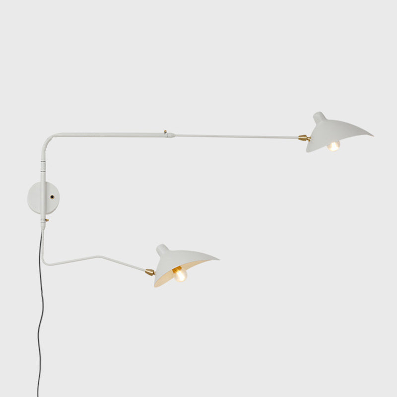 Modern Wall Sconce Linear Shape Reading Wall Light with Metal Shade in White for Bedroom