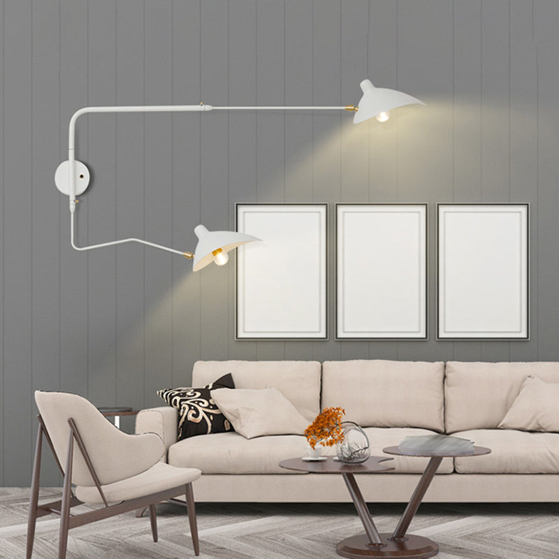 Modern Wall Sconce Linear Shape Reading Wall Light with Metal Shade in White for Bedroom