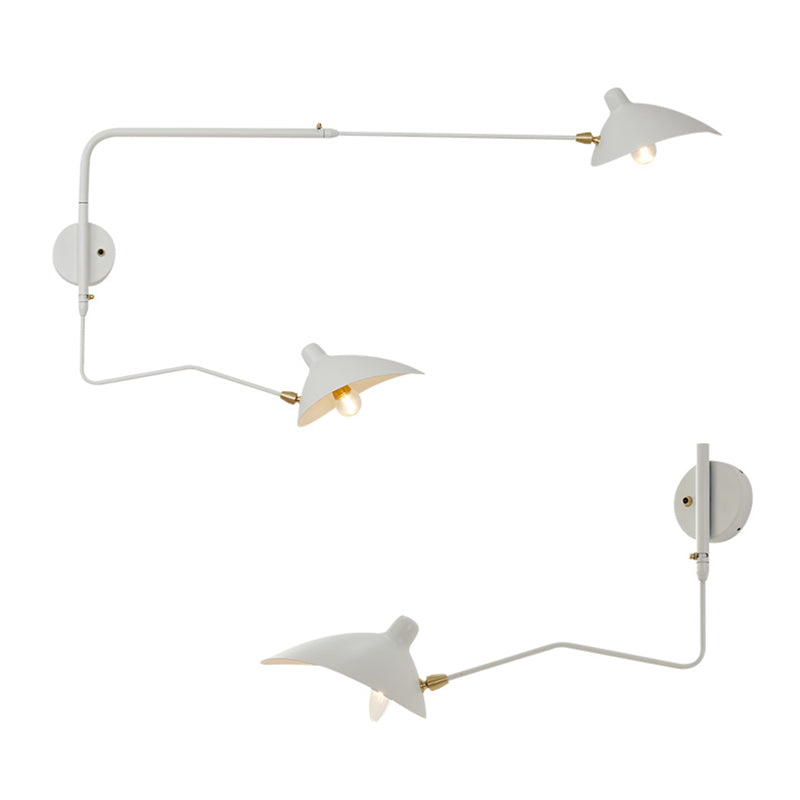 Modern Wall Sconce Linear Shape Reading Wall Light with Metal Shade in White for Bedroom