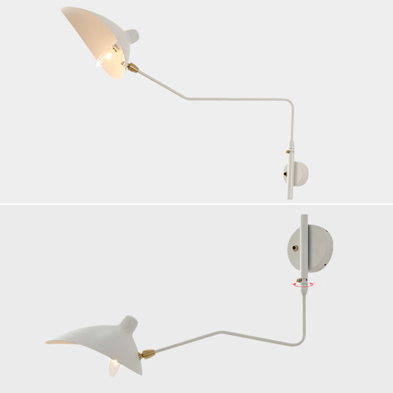 Modern Wall Sconce Linear Shape Reading Wall Light with Metal Shade in White for Bedroom