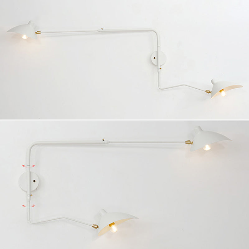 Modern Wall Sconce Linear Shape Reading Wall Light with Metal Shade in White for Bedroom