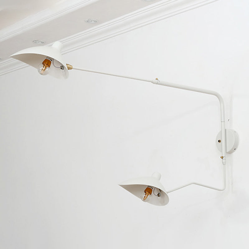 Modern Wall Sconce Linear Shape Reading Wall Light with Metal Shade in White for Bedroom