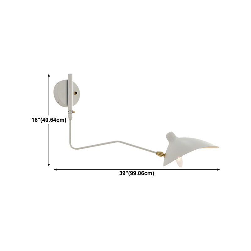 Modern Wall Sconce Linear Shape Reading Wall Light with Metal Shade in White for Bedroom