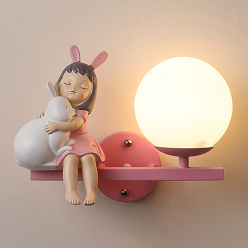 Modern Metal Wall Sconce Ball Shape Wall Light with Glass Shade for Bedroom