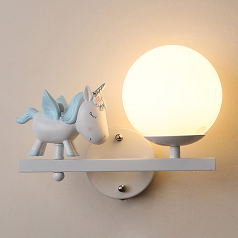 Modern Metal Wall Sconce Ball Shape Wall Light with Glass Shade for Bedroom