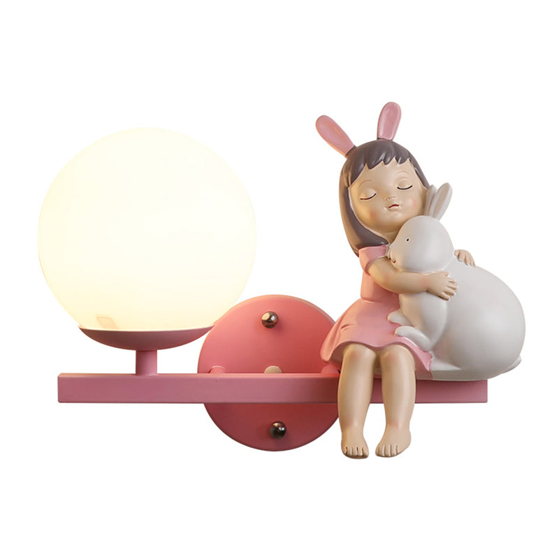 Modern Metal Wall Sconce Ball Shape Wall Light with Glass Shade for Bedroom