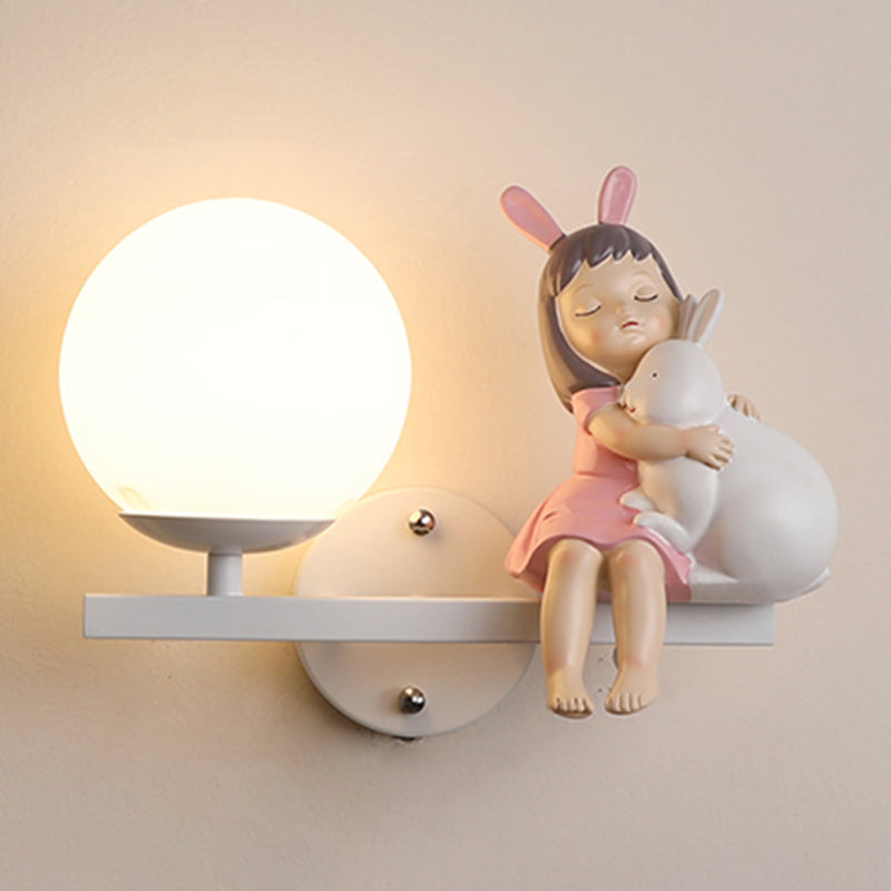 Modern Metal Wall Sconce Ball Shape Wall Light with Glass Shade for Bedroom