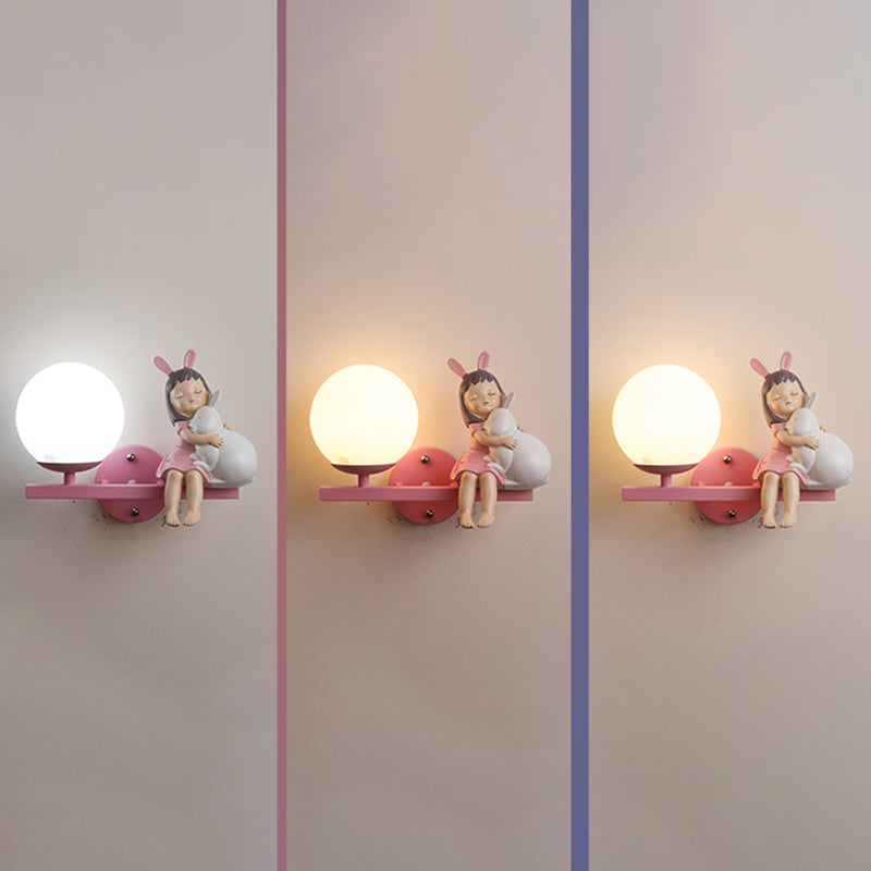 Modern Metal Wall Sconce Ball Shape Wall Light with Glass Shade for Bedroom