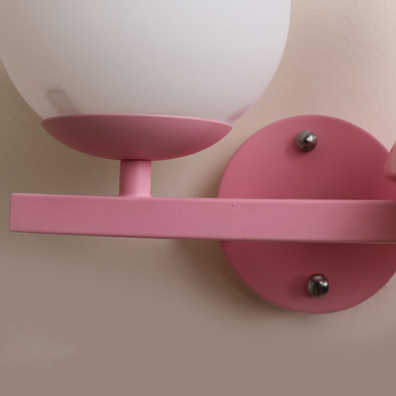 Modern Metal Wall Sconce Ball Shape Wall Light with Glass Shade for Bedroom