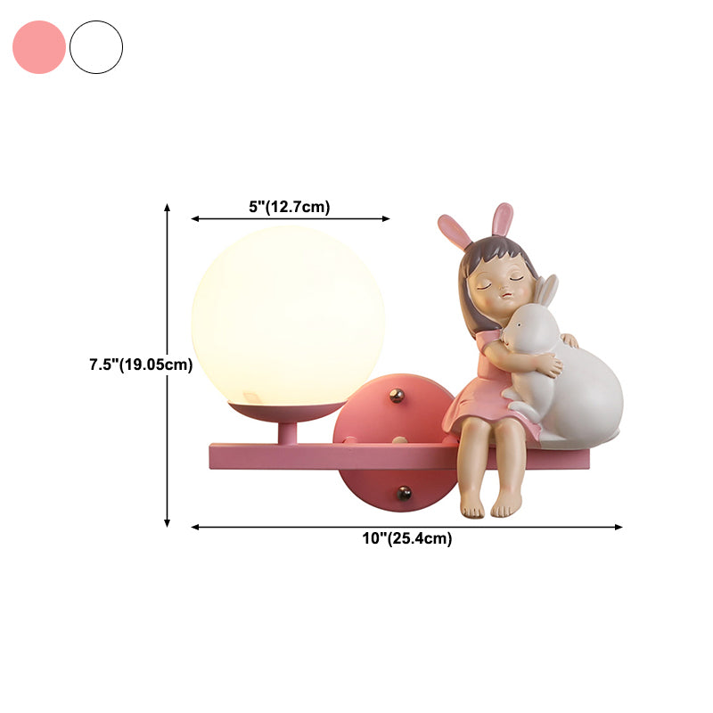 Modern Metal Wall Sconce Ball Shape Wall Light with Glass Shade for Bedroom