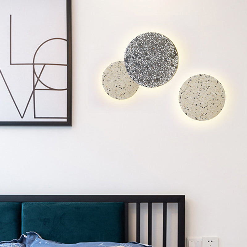 Modernist Sconce Lighting Circular Stone Wall Lamp for Living Room