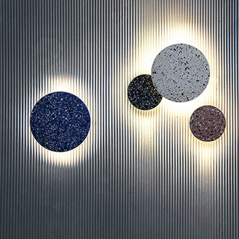 Modernist Sconce Lighting Circular Stone Wall Lamp for Living Room