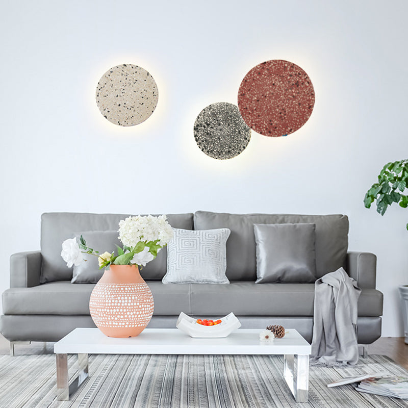 Modernist Sconce Lighting Circular Stone Wall Lamp for Living Room
