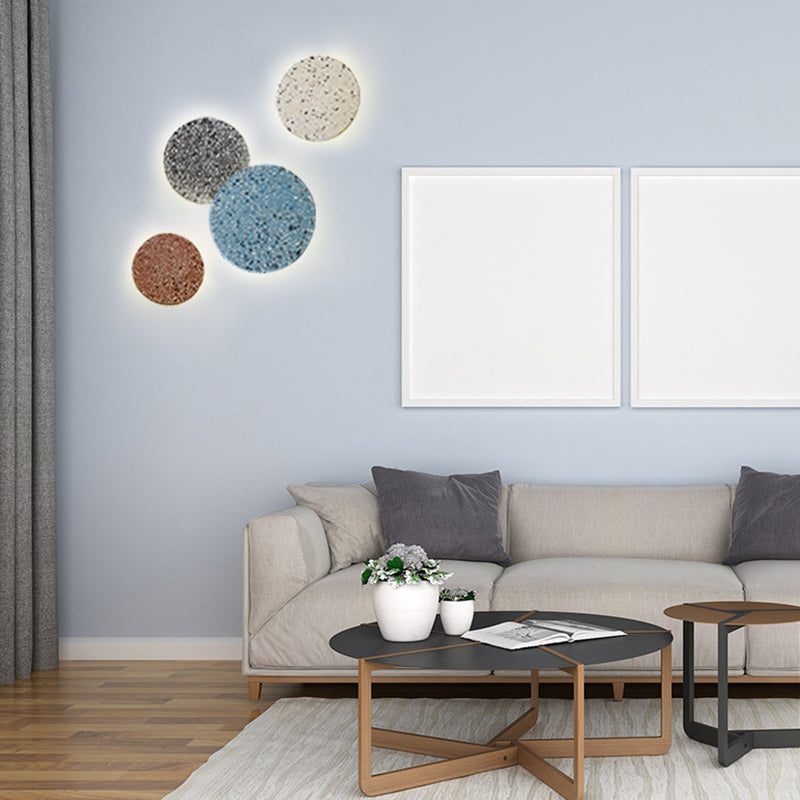Modernist Sconce Lighting Circular Stone Wall Lamp for Living Room