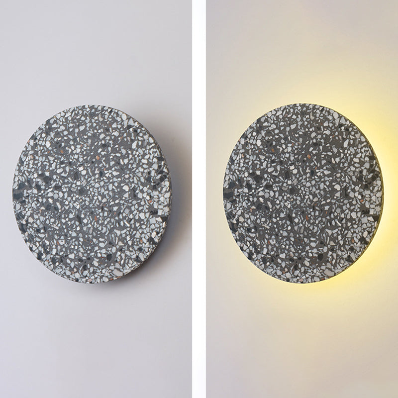 Modernist Sconce Lighting Circular Stone Wall Lamp for Living Room