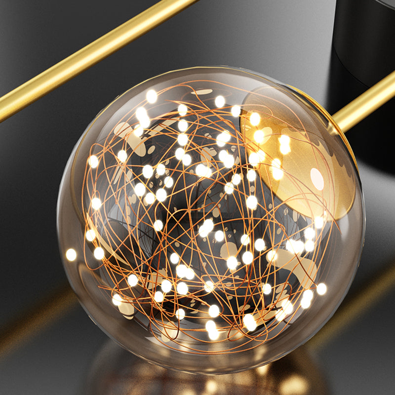 Light Luxury Iron Wall Light Geometry LED Wall Lamp with Glass Shade for Bedroom