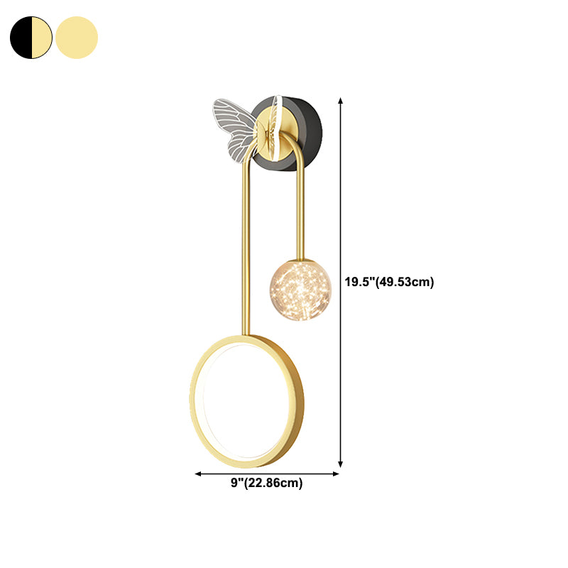 Light Luxury Iron Wall Light Geometry LED Wall Lamp with Glass Shade for Bedroom