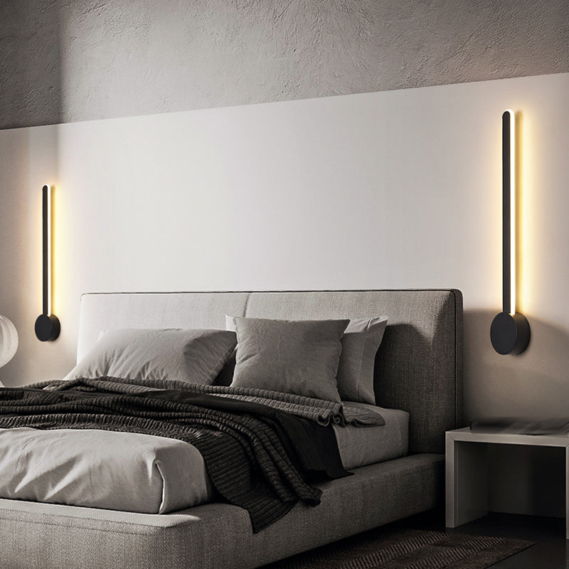 Metal Linear Shape Wall Light Modern Style Multi Lights Wall Mounted Light in Black