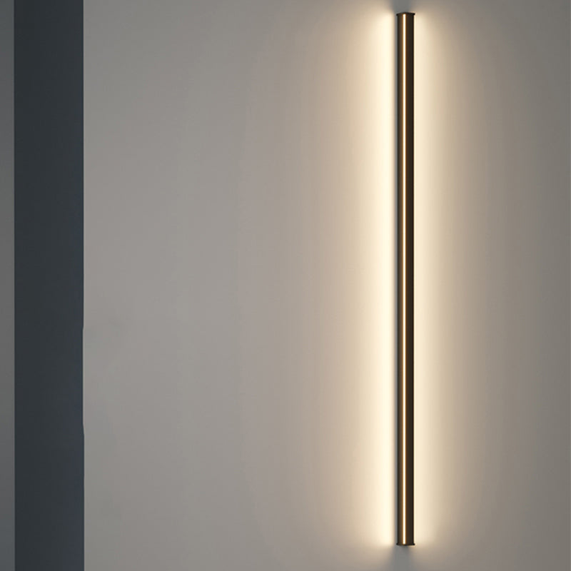 Metal Linear Shape Wall Light Modern Style 1-Light Wall Mounted Light in Black