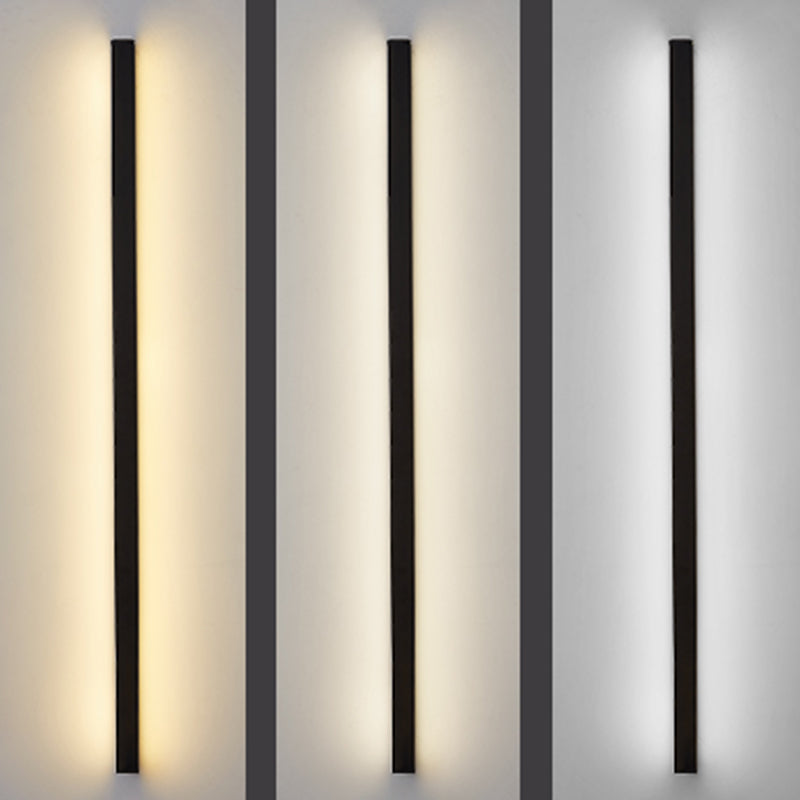 Metal Linear Shape Wall Light Modern Style 1-Light Wall Mounted Light in Black