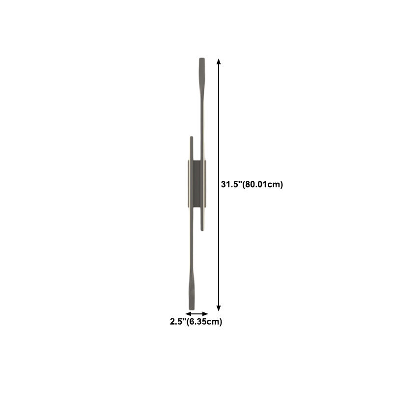 Linear Shape Metal Wall Light Modern Style Multi Lights Wall Mounted Light in Black