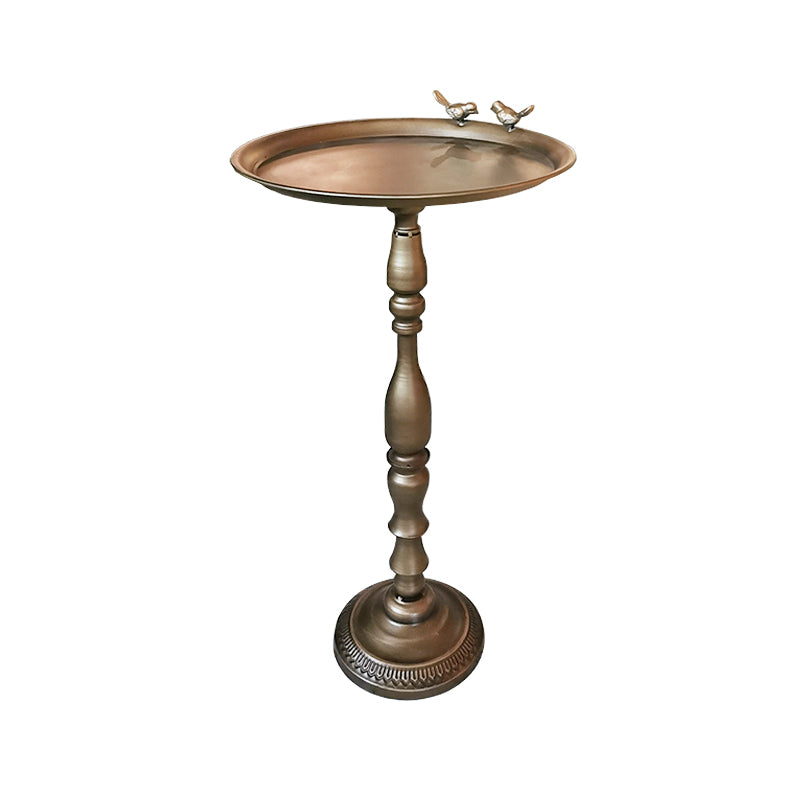 Round Mental Tray Top Side Table Pedestal Distressed End Table