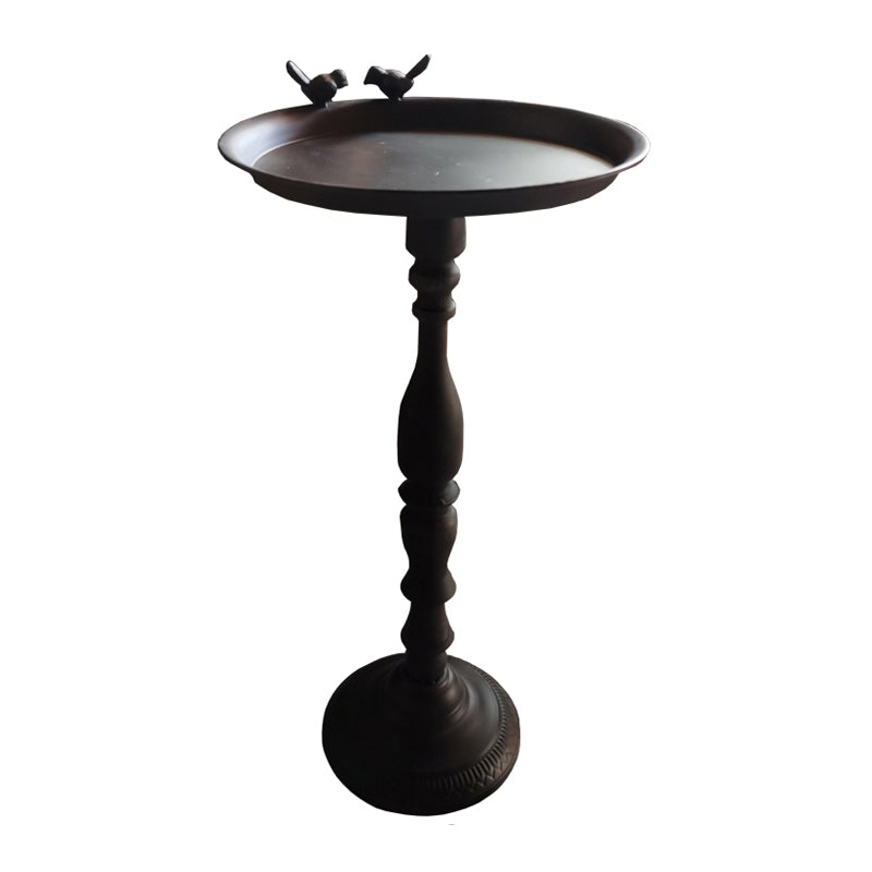 Round Mental Tray Top Side Table Pedestal Distressed End Table