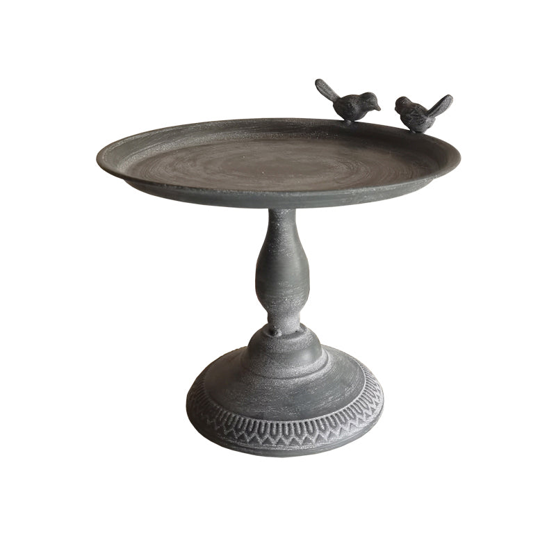 Round Mental Tray Top Side Table Pedestal Distressed End Table